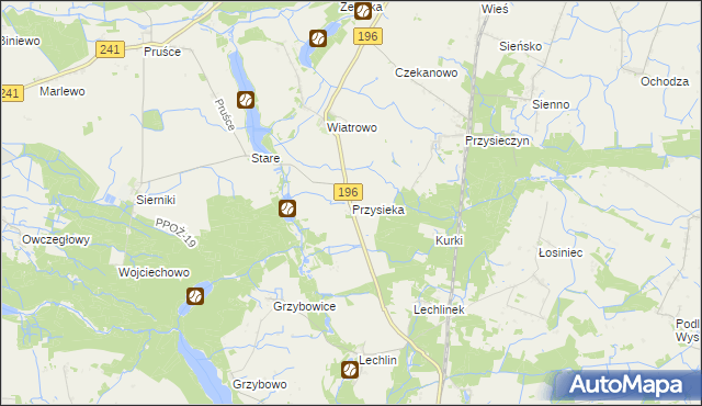 mapa Przysieka gmina Wągrowiec, Przysieka gmina Wągrowiec na mapie Targeo