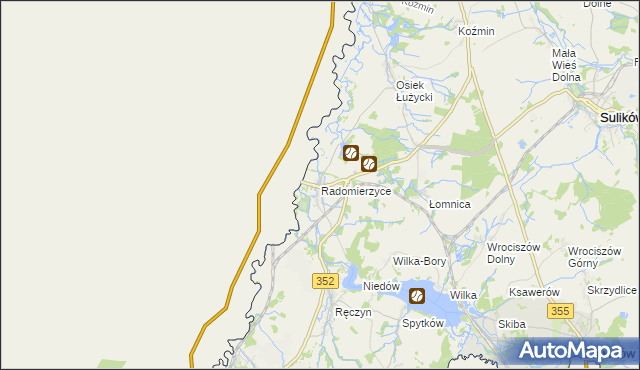 mapa Radomierzyce gmina Zgorzelec, Radomierzyce gmina Zgorzelec na mapie Targeo