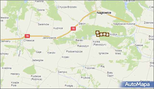 mapa Rakoszyn, Rakoszyn na mapie Targeo