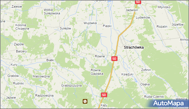 mapa Równe gmina Strachówka, Równe gmina Strachówka na mapie Targeo