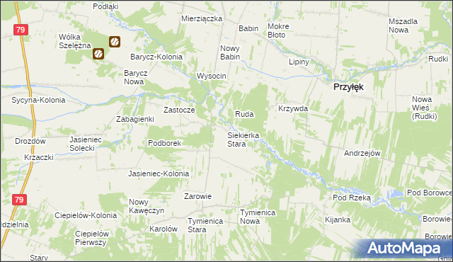 mapa Siekierka Stara, Siekierka Stara na mapie Targeo