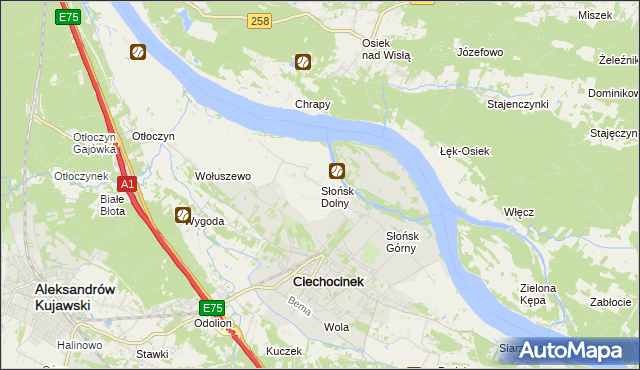 mapa Słońsk Dolny, Słońsk Dolny na mapie Targeo