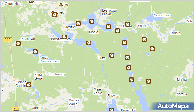 mapa Śluza gmina Chojnice, Śluza gmina Chojnice na mapie Targeo