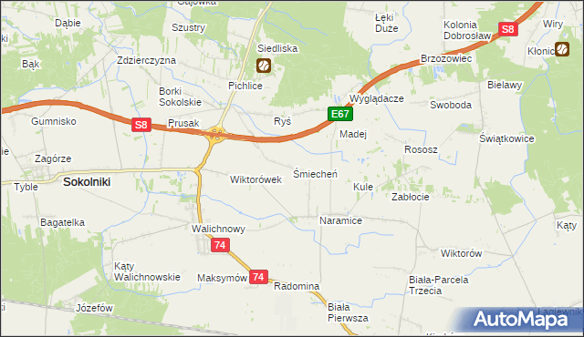 mapa Śmiecheń, Śmiecheń na mapie Targeo