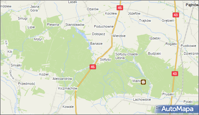 mapa Sołtysy gmina Praszka, Sołtysy gmina Praszka na mapie Targeo