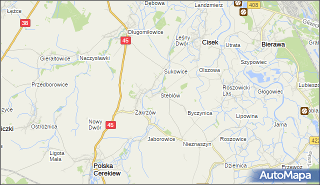 mapa Steblów gmina Cisek, Steblów gmina Cisek na mapie Targeo