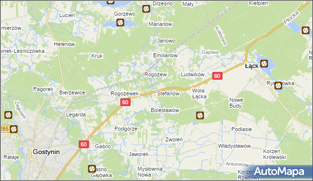 mapa Stefanów gmina Gostynin, Stefanów gmina Gostynin na mapie Targeo