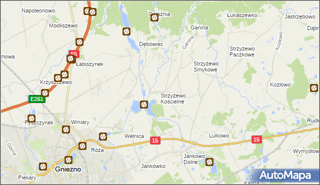 mapa Strzyżewo Kościelne, Strzyżewo Kościelne na mapie Targeo
