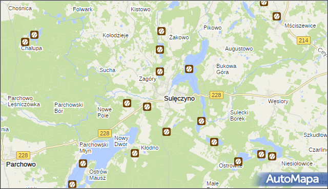 mapa Sulęczyno, Sulęczyno na mapie Targeo