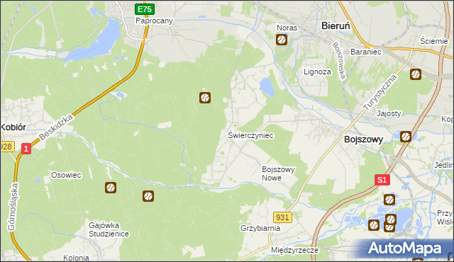 mapa Świerczyniec gmina Bojszowy, Świerczyniec gmina Bojszowy na mapie Targeo