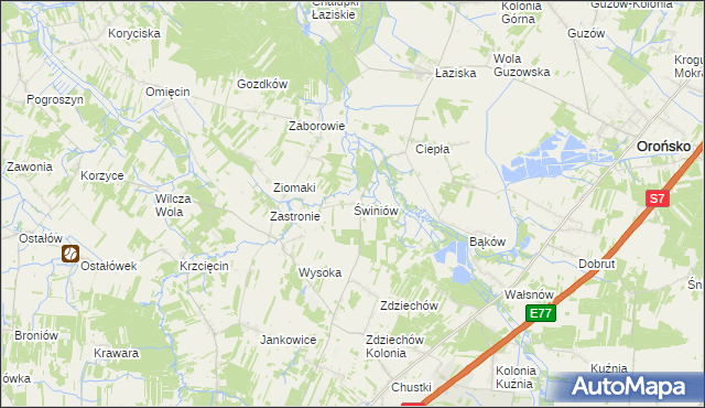 mapa Świniów, Świniów na mapie Targeo