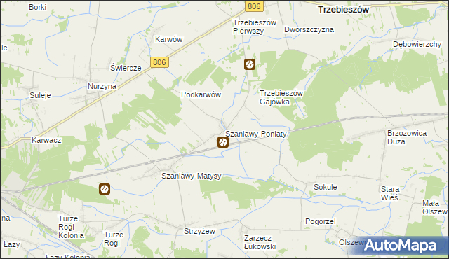 mapa Szaniawy-Poniaty, Szaniawy-Poniaty na mapie Targeo