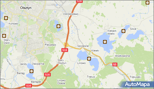mapa Szczęsne gmina Purda, Szczęsne gmina Purda na mapie Targeo
