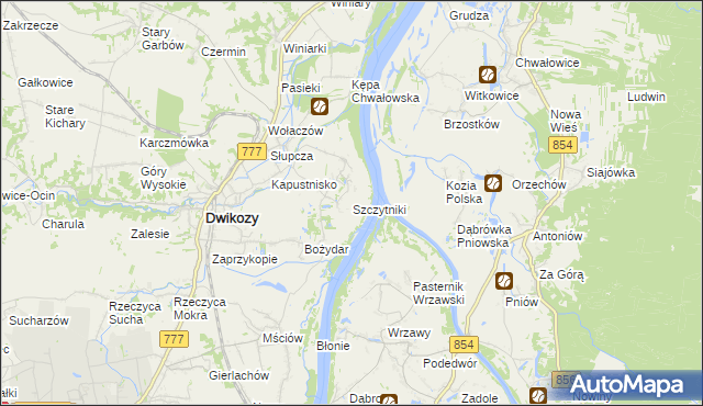 mapa Szczytniki gmina Dwikozy, Szczytniki gmina Dwikozy na mapie Targeo