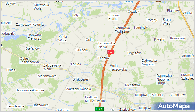 mapa Taczów, Taczów na mapie Targeo