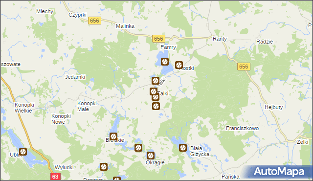 mapa Talki gmina Wydminy, Talki gmina Wydminy na mapie Targeo