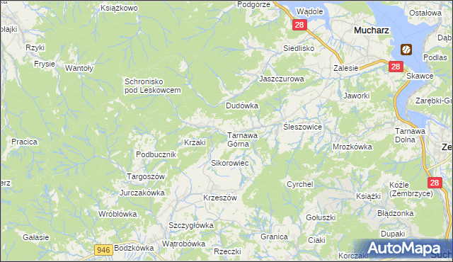mapa Tarnawa Górna gmina Zembrzyce, Tarnawa Górna gmina Zembrzyce na mapie Targeo