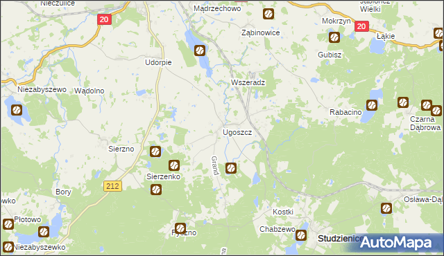 mapa Ugoszcz gmina Studzienice, Ugoszcz gmina Studzienice na mapie Targeo