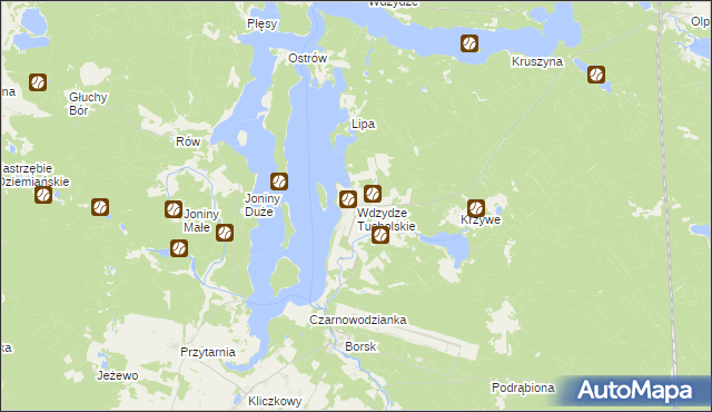 mapa Wdzydze Tucholskie, Wdzydze Tucholskie na mapie Targeo