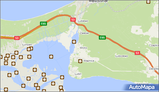 mapa Wicko gmina Międzyzdroje, Wicko gmina Międzyzdroje na mapie Targeo