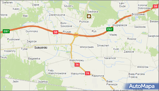 mapa Wiktorówek, Wiktorówek na mapie Targeo