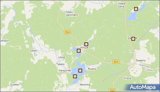 mapa Wilcze gmina Wolsztyn, Wilcze gmina Wolsztyn na mapie Targeo