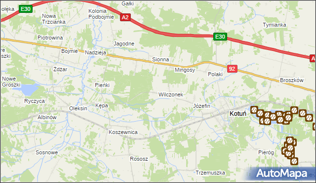 mapa Wilczonek, Wilczonek na mapie Targeo