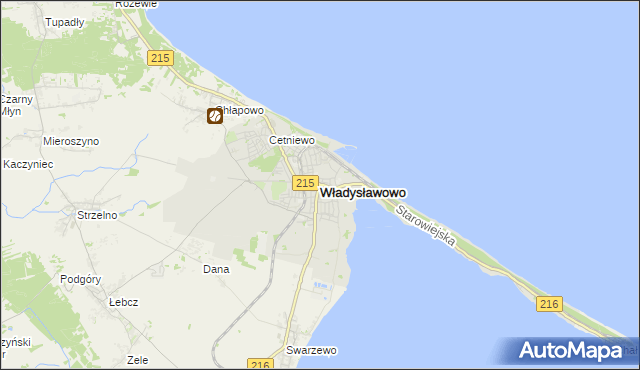 mapa Władysławowo powiat pucki, Władysławowo powiat pucki na mapie Targeo