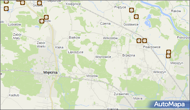 mapa Wojnowice gmina Miękinia, Wojnowice gmina Miękinia na mapie Targeo