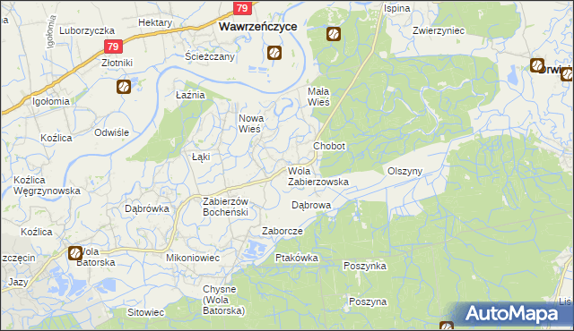 mapa Wola Zabierzowska, Wola Zabierzowska na mapie Targeo