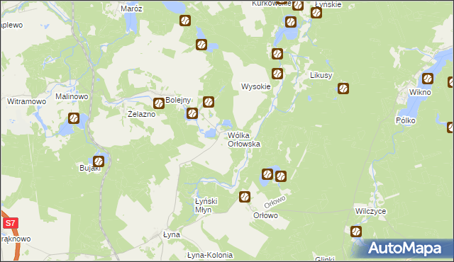 mapa Wólka Orłowska gmina Nidzica, Wólka Orłowska gmina Nidzica na mapie Targeo