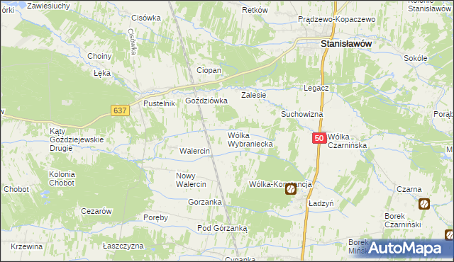 mapa Wólka Wybraniecka, Wólka Wybraniecka na mapie Targeo