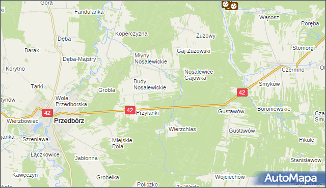 mapa Wygwizdów gmina Przedbórz, Wygwizdów gmina Przedbórz na mapie Targeo