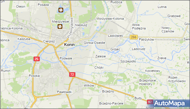 mapa Zalesie gmina Krzymów, Zalesie gmina Krzymów na mapie Targeo