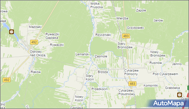 mapa Zasmole, Zasmole na mapie Targeo