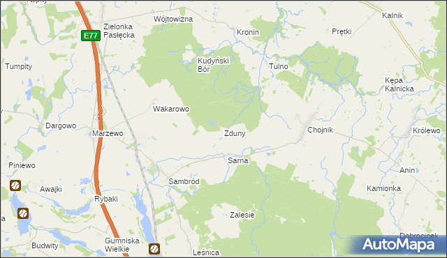 mapa Zduny gmina Małdyty, Zduny gmina Małdyty na mapie Targeo