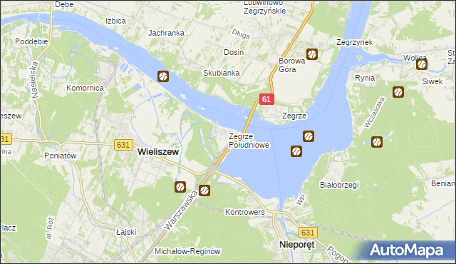 mapa Zegrze Południowe, Zegrze Południowe na mapie Targeo