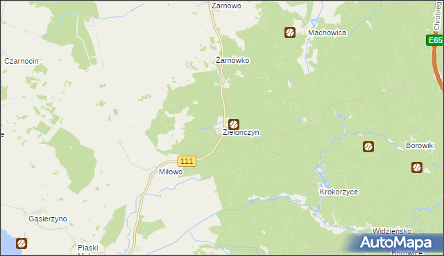 mapa Zielonczyn gmina Stepnica, Zielonczyn gmina Stepnica na mapie Targeo