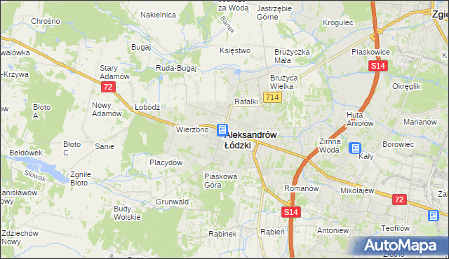 mapa Aleksandrów Łódzki, Aleksandrów Łódzki na mapie Targeo