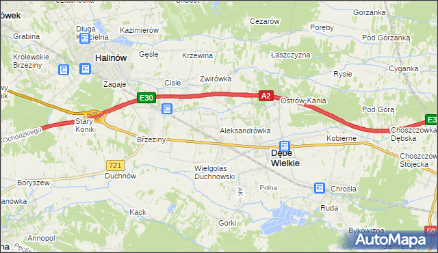 mapa Aleksandrówka gmina Dębe Wielkie, Aleksandrówka gmina Dębe Wielkie na mapie Targeo