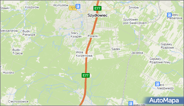 mapa Barak gmina Szydłowiec, Barak gmina Szydłowiec na mapie Targeo