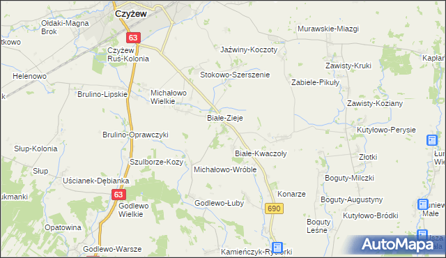 mapa Białe-Szczepanowice, Białe-Szczepanowice na mapie Targeo