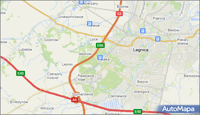 mapa Białka gmina Krotoszyce, Białka gmina Krotoszyce na mapie Targeo
