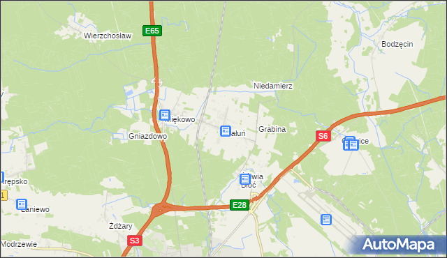 mapa Białuń gmina Goleniów, Białuń gmina Goleniów na mapie Targeo