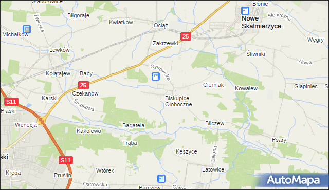 mapa Biskupice Ołoboczne, Biskupice Ołoboczne na mapie Targeo