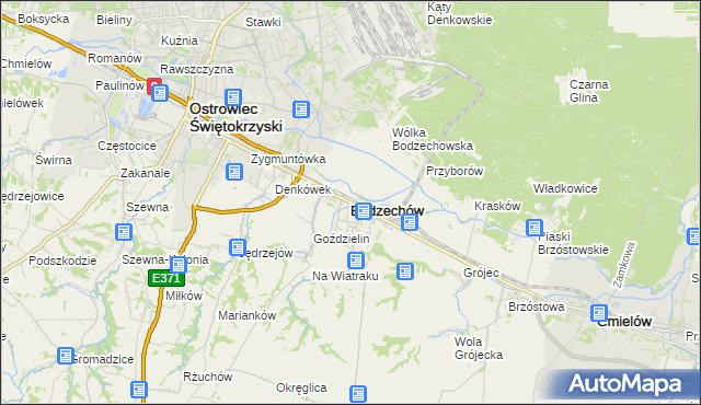 mapa Bodzechów, Bodzechów na mapie Targeo