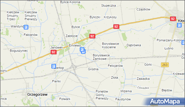 mapa Borysławice Zamkowe, Borysławice Zamkowe na mapie Targeo