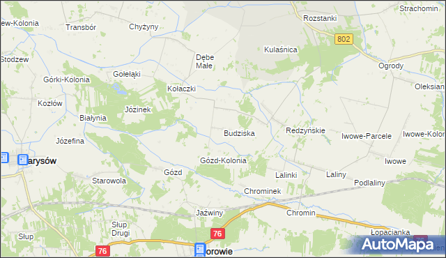 mapa Budziska gmina Latowicz, Budziska gmina Latowicz na mapie Targeo