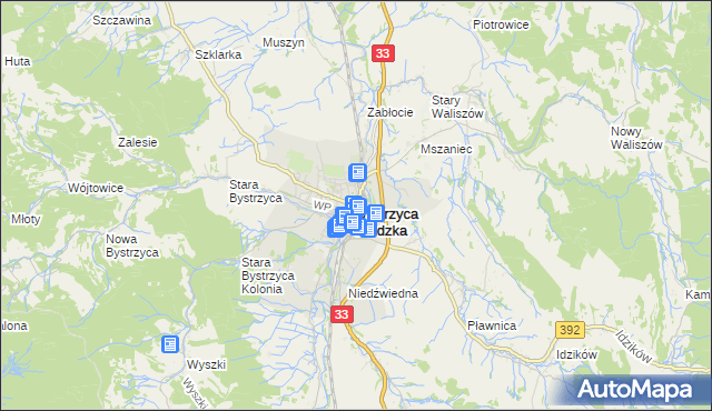 mapa Bystrzyca Kłodzka, Bystrzyca Kłodzka na mapie Targeo