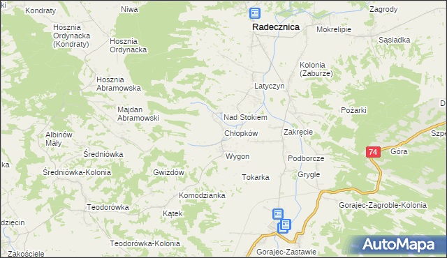 mapa Chłopków gmina Frampol, Chłopków gmina Frampol na mapie Targeo